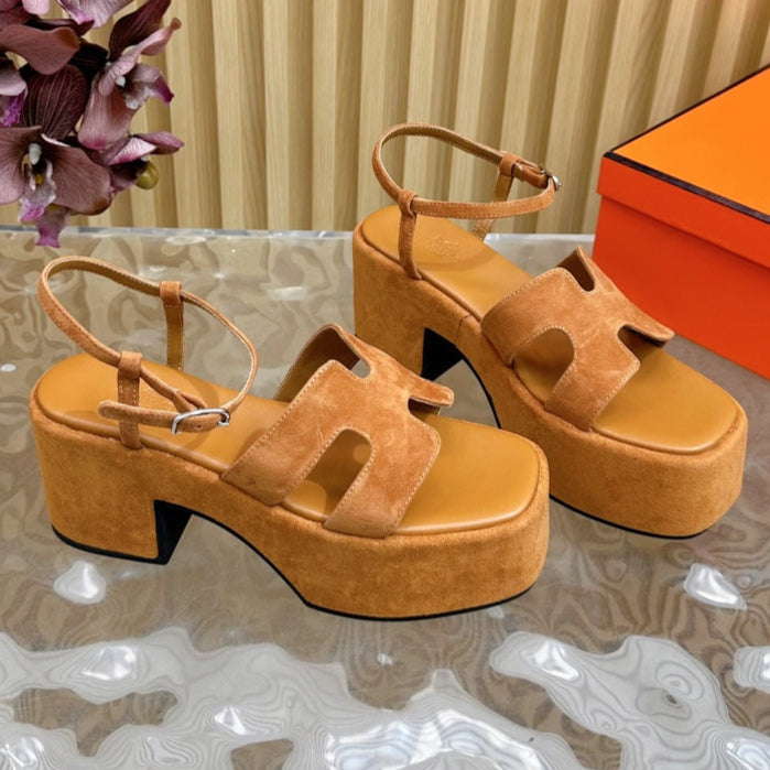 JAM 30 SANDAL IN CINNAMON BROWN VELVET