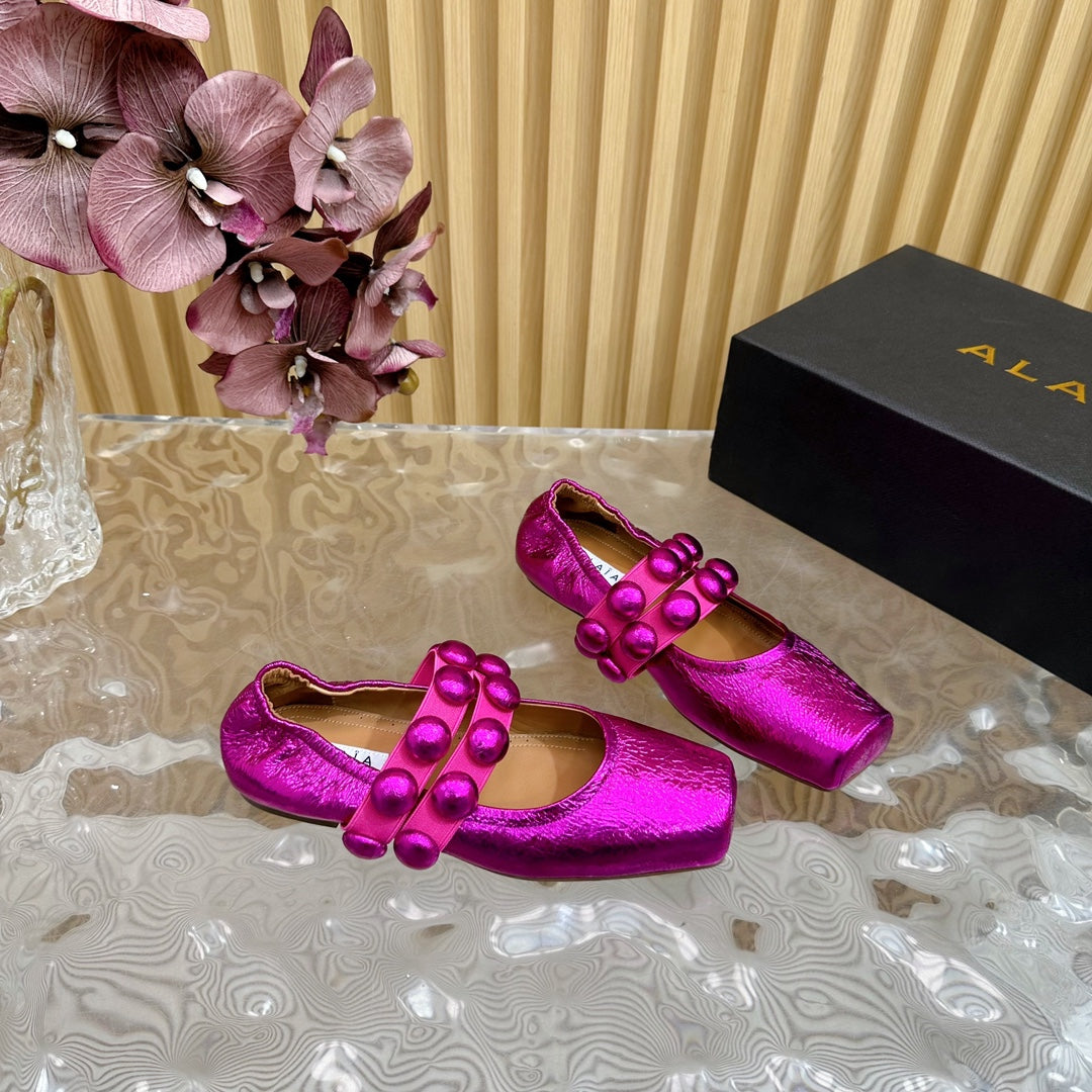 MARY JANE PEARL IN MAGENTA PURPLE GLOSSY LAMBSKIN