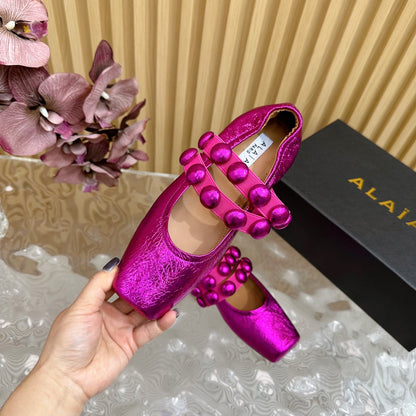 MARY JANE PEARL IN MAGENTA PURPLE GLOSSY LAMBSKIN