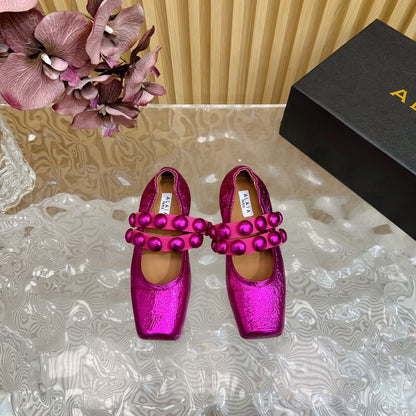 MARY JANE PEARL IN MAGENTA PURPLE GLOSSY LAMBSKIN