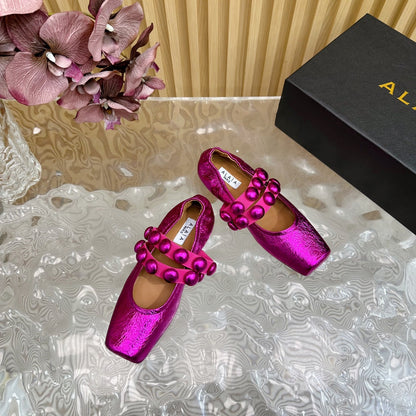 MARY JANE PEARL IN MAGENTA PURPLE GLOSSY LAMBSKIN