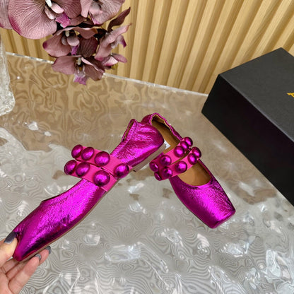 MARY JANE PEARL IN MAGENTA PURPLE GLOSSY LAMBSKIN