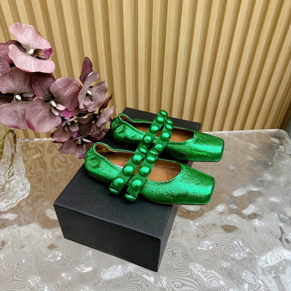 MARY JANE PEARL IN EMERALD GREEN GLOSSY LAMBSKIN