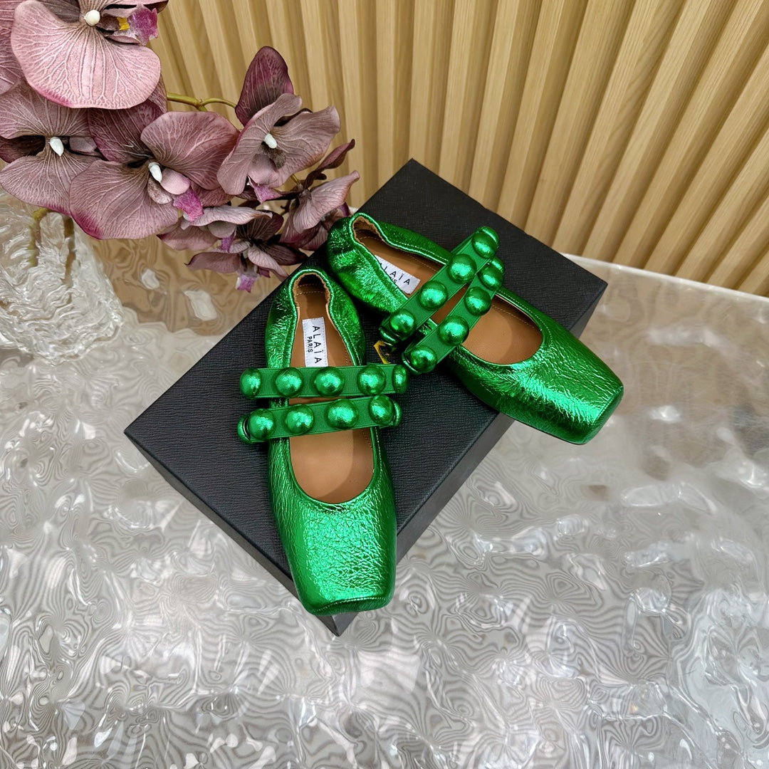 MARY JANE PEARL IN EMERALD GREEN GLOSSY LAMBSKIN