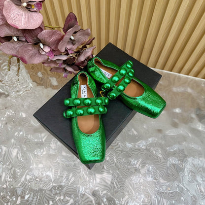 MARY JANE PEARL IN EMERALD GREEN GLOSSY LAMBSKIN