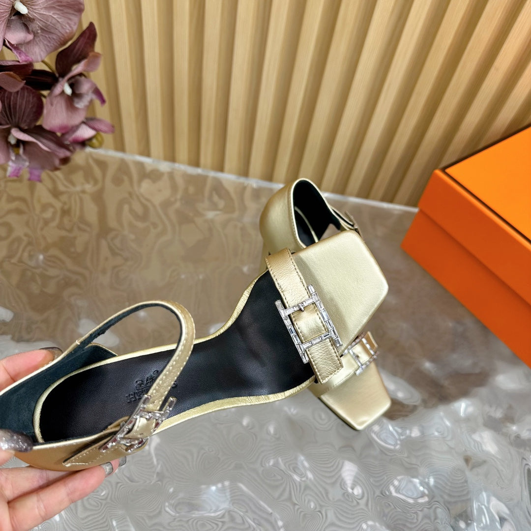 JULY SANDAL 105 MM IN LIGHT GOLD CALFSKIN