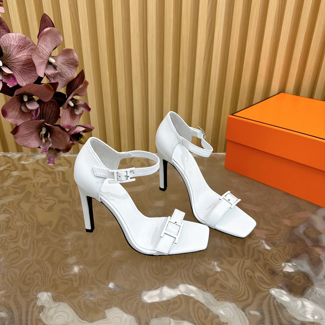 JULY SANDAL 105 MM IN WHITE CALFSKIN