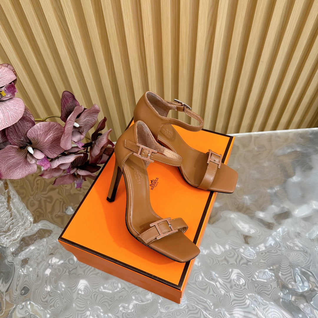 JULY SANDAL 105 MM IN BRONZE BROWN CALFSKIN