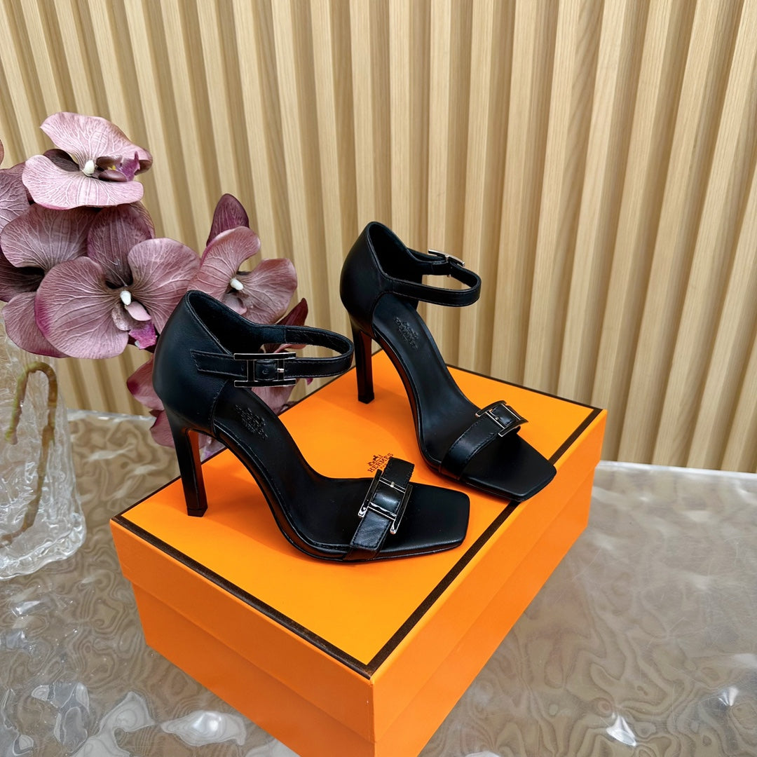 JULY SANDAL 105 MM IN BLACK CALFSKIN