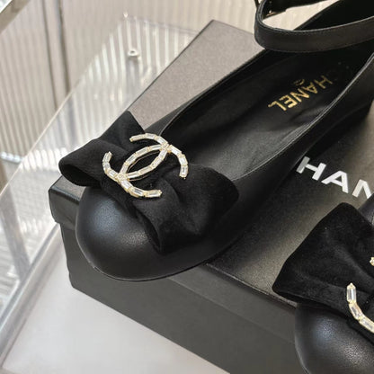 BOW MARY JANE SHOES IN BLACK LAMBSKIN