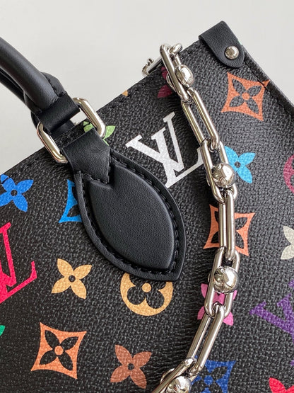 ONTHEGO EAST WEST BAG 25 IN COLORFUL MONOGRAM PATTERN CANVAS