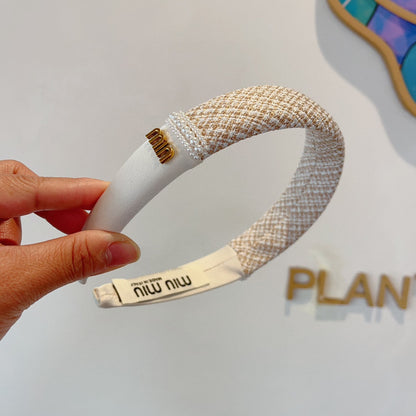 HEADBAND IN WHITE TWEED AND SILK 262050