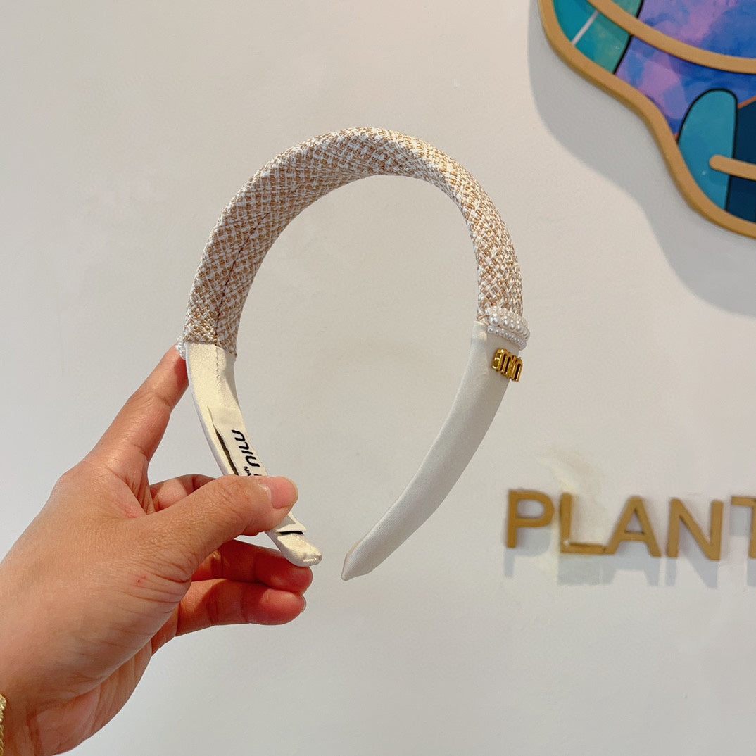 HEADBAND IN WHITE TWEED AND SILK 262050