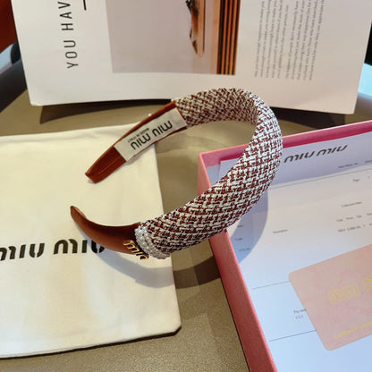 HEADBAND IN AMBER ORANGE TWEED AND SILK 262051