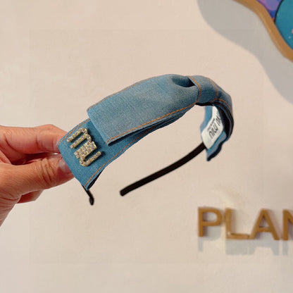 BOW HEADBAND IN BABY BLUE DENIM 398854