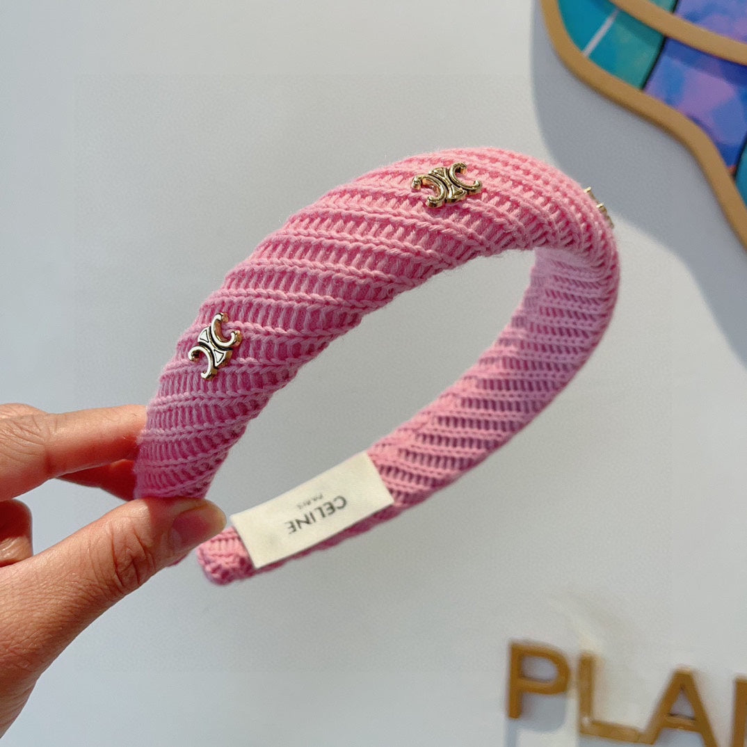 BRIGHT PINK WOOL FABRIC HAIRBAND 402915