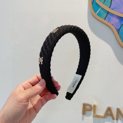 BLACK WOOL FABRIC HAIRBAND 402917