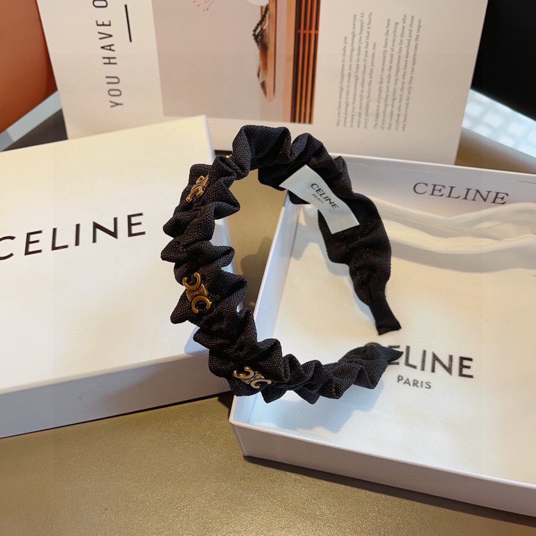 BLACK FABRIC WITH GOLD LOGO HAIRBAND 415931