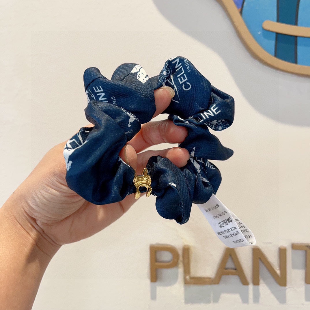 NAVY BLUE WRINKLED FABRIC SCRUNCHIE 417308