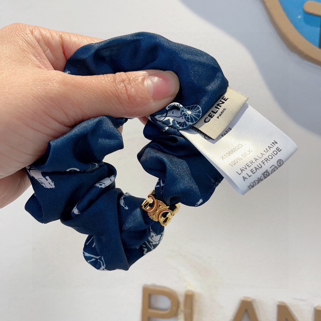 NAVY BLUE WRINKLED FABRIC SCRUNCHIE 417308