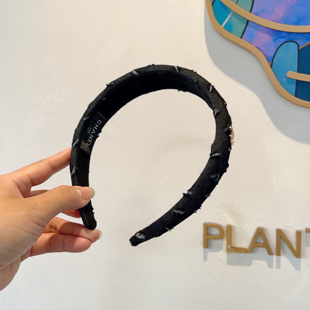 BLACK DENIM FABRIC HAIRBAND 432769