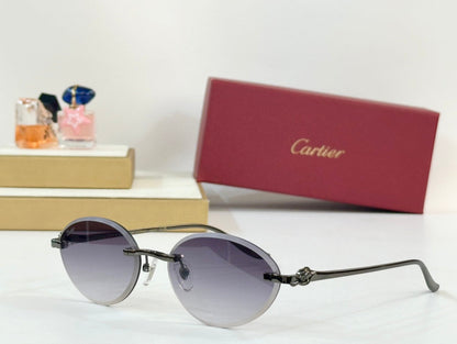 PANTHÈRE RIMLESS ROUND FRAME SUNGLASSES CT0504S IN METAL