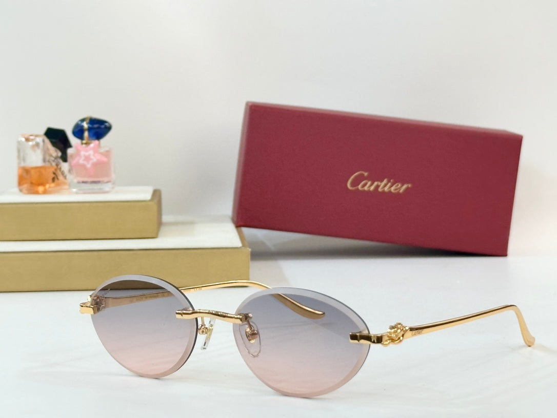 PANTHÈRE RIMLESS ROUND FRAME SUNGLASSES CT0504S IN METAL