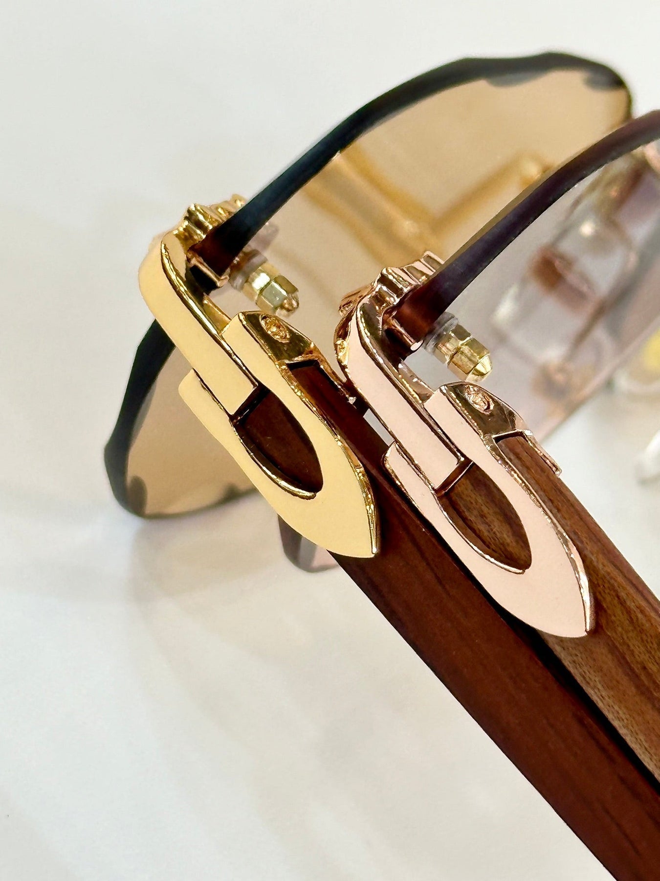 C DE RIMLESS GEOMETRIC FRAME SUNGLASSES 547386 IN METAL AND WOODEN