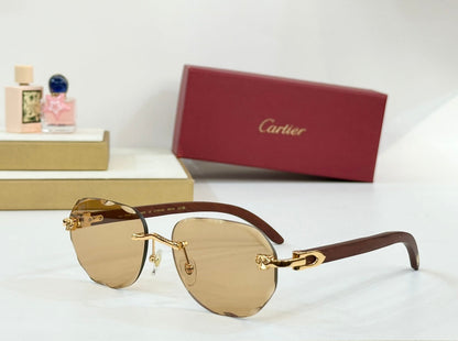 C DE RIMLESS GEOMETRIC FRAME SUNGLASSES 547386 IN METAL AND WOODEN