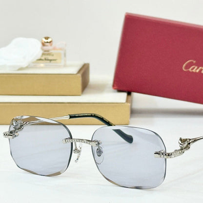 PANTHÈRE RIMLESS RECTANGULAR FRAME SUNGLASSES CT0687S IN METAL