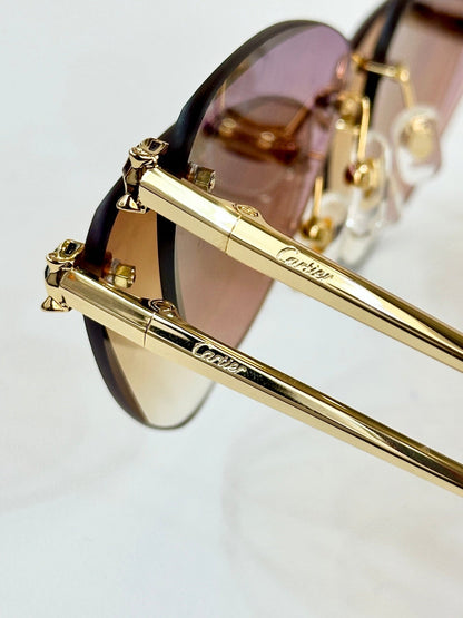 PANTHÈRE RIMLESS TRIANGLE FRAME SUNGLASSES  570457 IN METAL