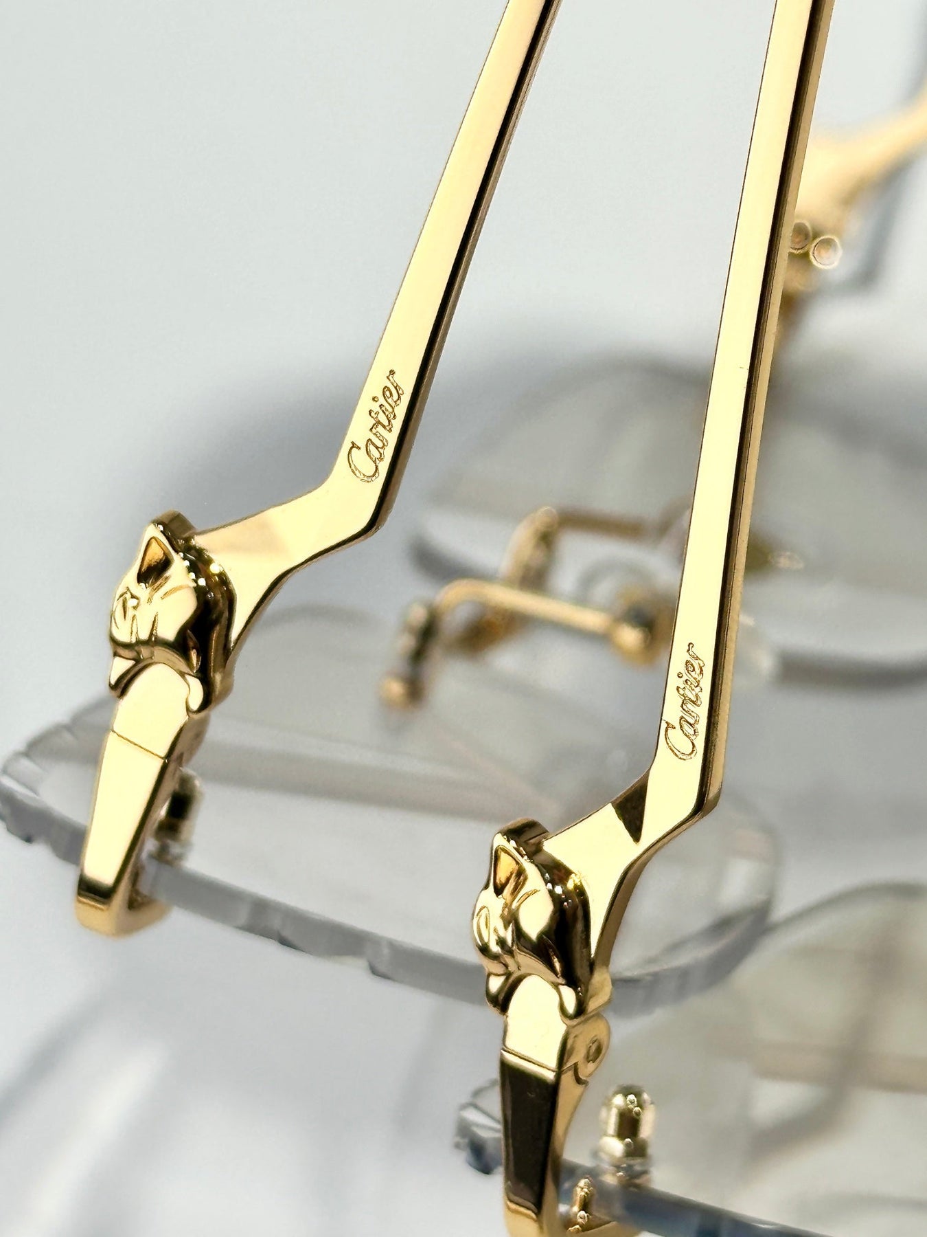 PANTHÈRE PHOTOCHROMIC LENSES RIMLESS SQUARE FRAME SUNGLASSES 580910 IN METAL