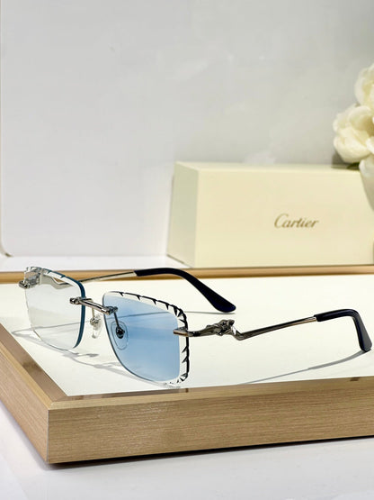 PANTHÈRE PHOTOCHROMIC LENSES RIMLESS SQUARE FRAME SUNGLASSES 580910 IN METAL