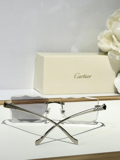 PANTHÈRE PHOTOCHROMIC LENSES RIMLESS SQUARE FRAME SUNGLASSES 580911 IN METAL