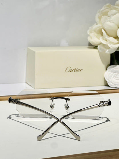 PANTHÈRE RIMLESS GEOMETRIC FRAME SUNGLASSES 580912 IN METAL