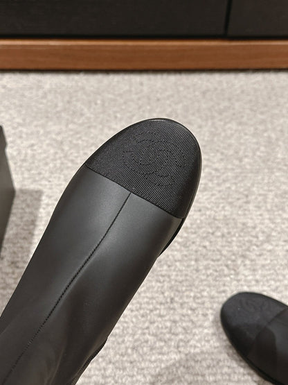 CC SHORT BOOTS IN BLACK LAMBSKIN AND FABRIC