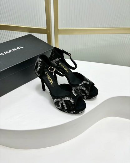 HIGH HEELS ONE STRAP IN BLACK GOATSKIN