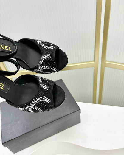 HIGH HEELS ONE STRAP IN BLACK GOATSKIN