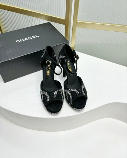 HIGH HEELS ONE STRAP IN BLACK GOATSKIN