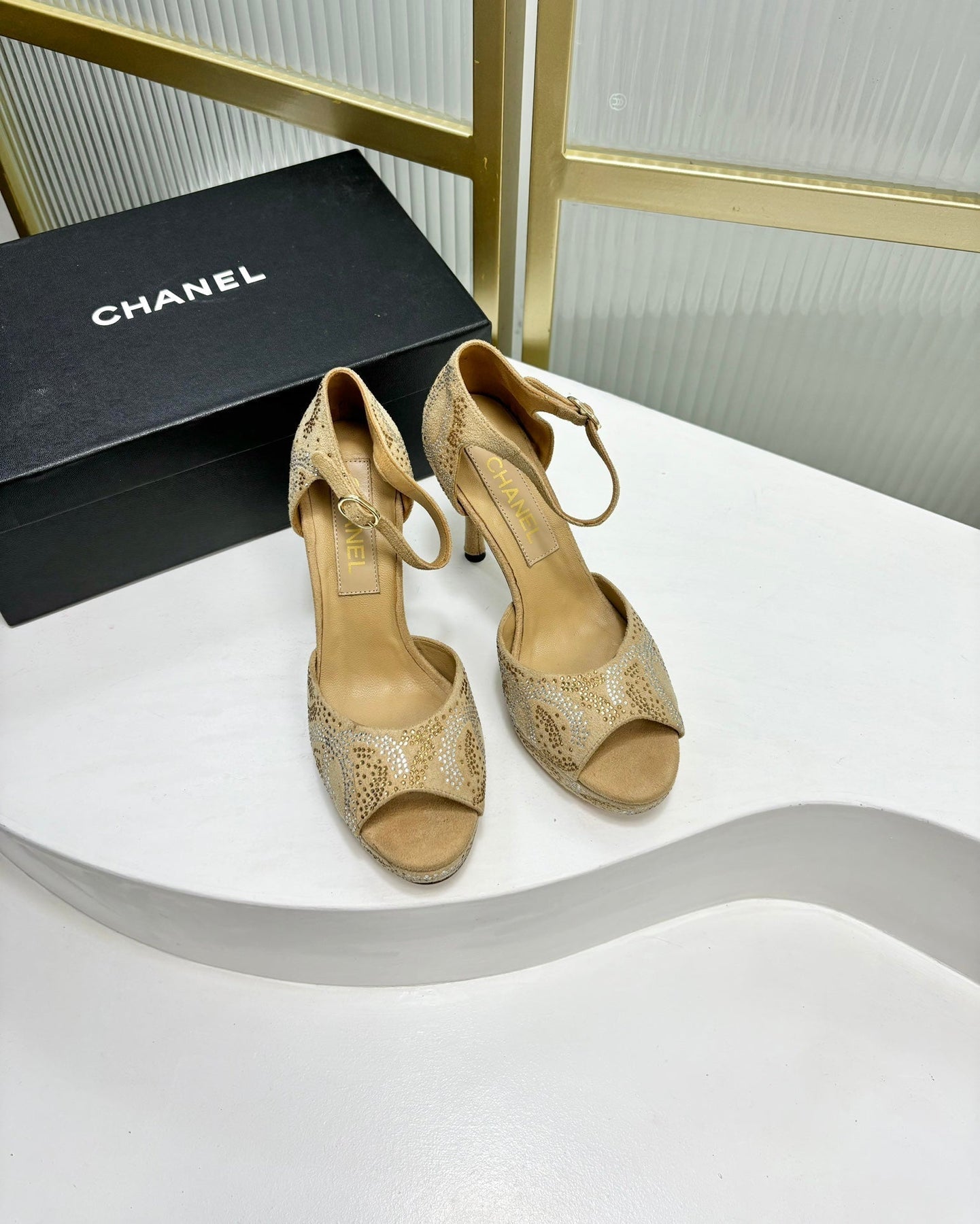 HIGH HEELS ONE STRAP IN BEIGE CREAM GOATSKIN