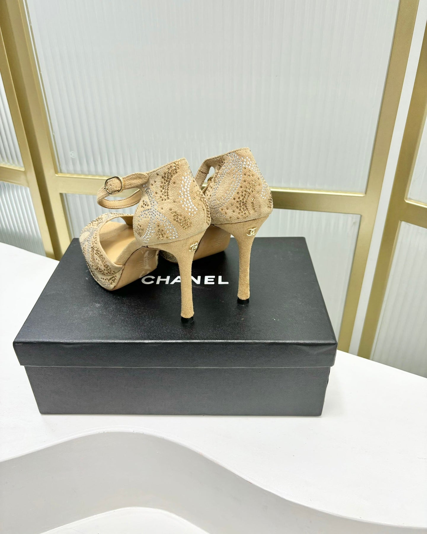 HIGH HEELS ONE STRAP IN BEIGE CREAM GOATSKIN