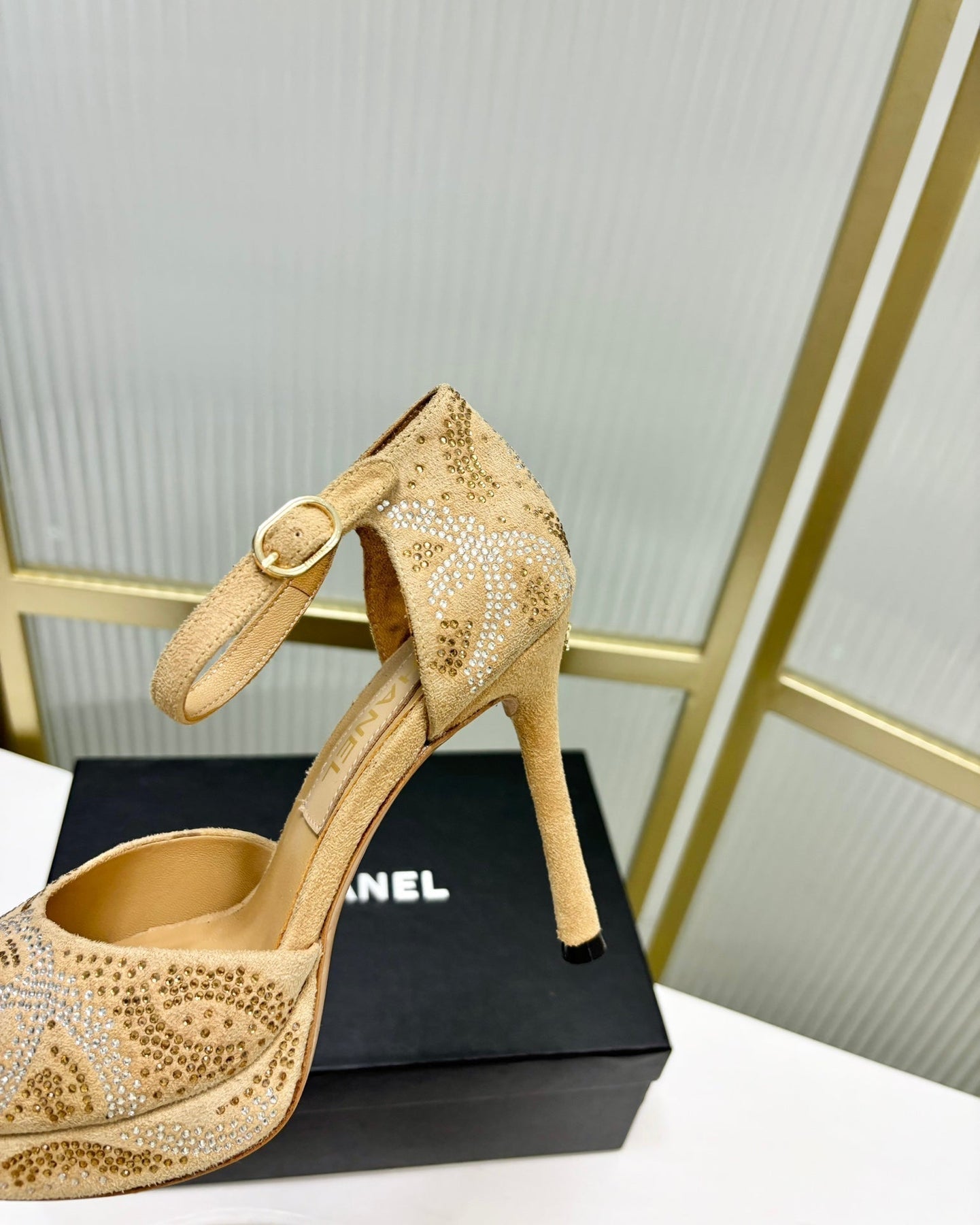 HIGH HEELS ONE STRAP IN BEIGE CREAM GOATSKIN