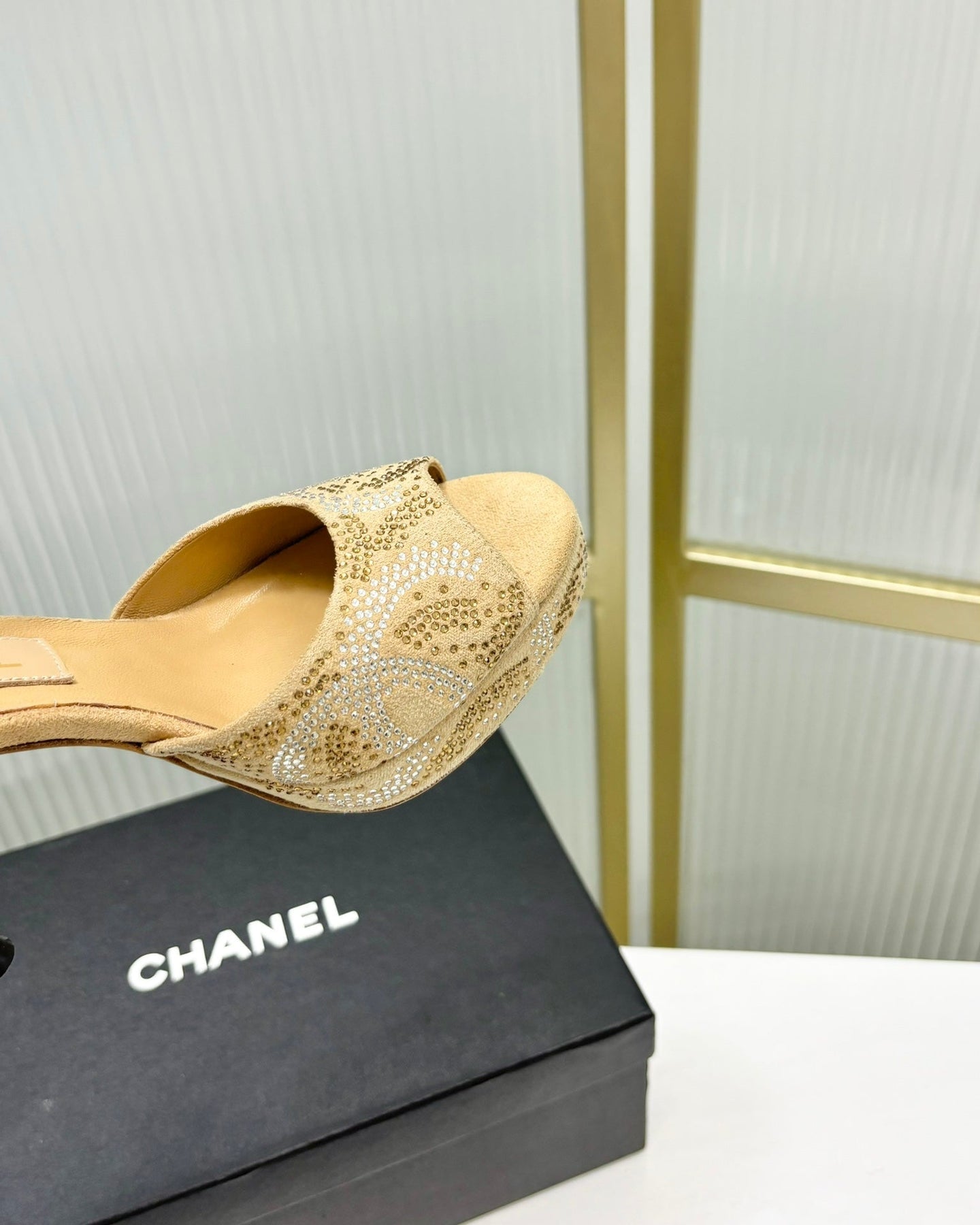 HIGH HEELS ONE STRAP IN BEIGE CREAM GOATSKIN