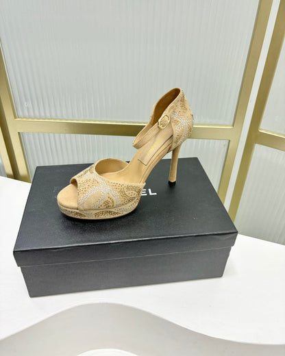 HIGH HEELS ONE STRAP IN BEIGE CREAM GOATSKIN