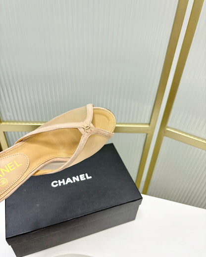 HIGH HEEL PEEP TOE IN BEIGE CREAM BREATHABLE MESH