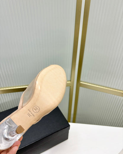 HIGH HEEL PEEP TOE IN BEIGE CREAM BREATHABLE MESH