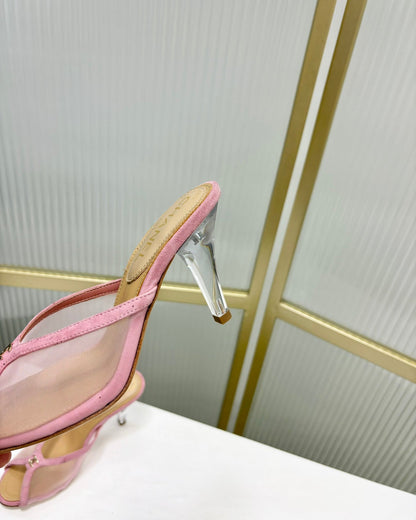 HIGH HEEL PEEP TOE IN LIGHT PINK BREATHABLE MESH