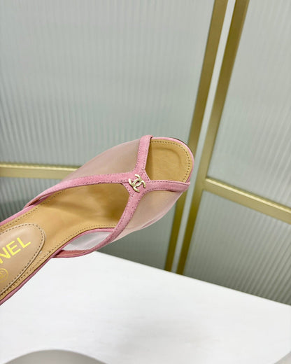 HIGH HEEL PEEP TOE IN LIGHT PINK BREATHABLE MESH