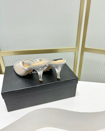 HIGH HEEL PEEP TOE IN WHITE BREATHABLE MESH