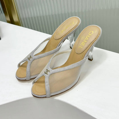 HIGH HEEL PEEP TOE IN WHITE BREATHABLE MESH